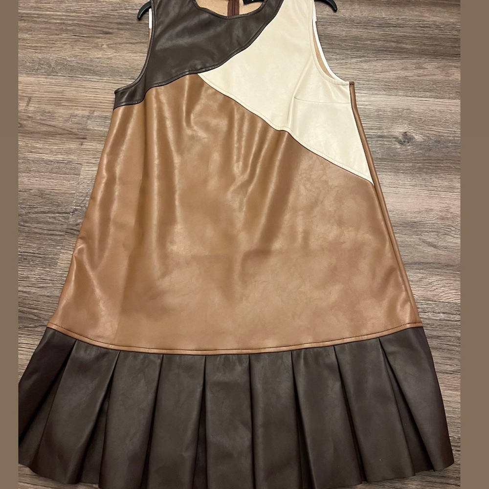 Fate Brown and Cream Colorblock Dress